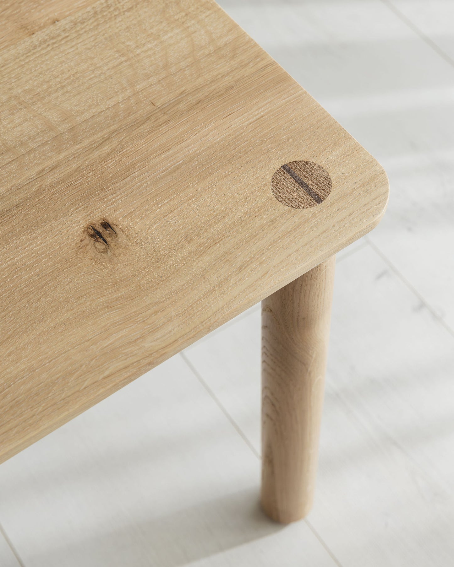 'Wellington' Side Table. Quarter Sawn Pippy Oak With Walnut