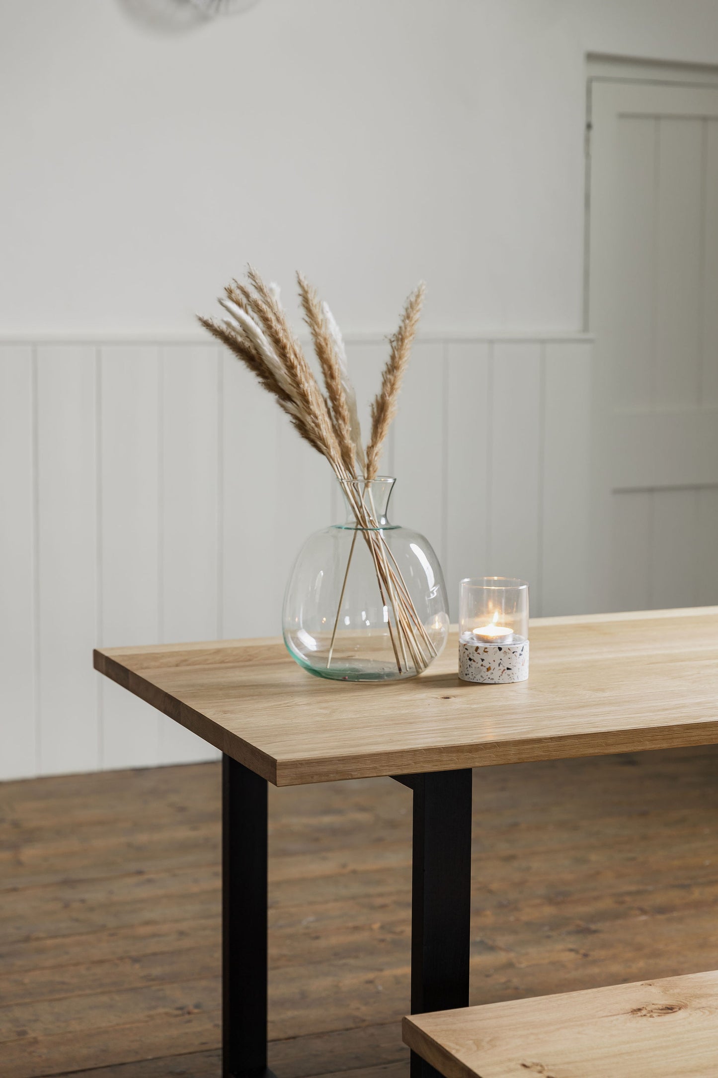 'Sussex' Solid Oak Dining Table 4-8 Seater. Black Oak Leg Version