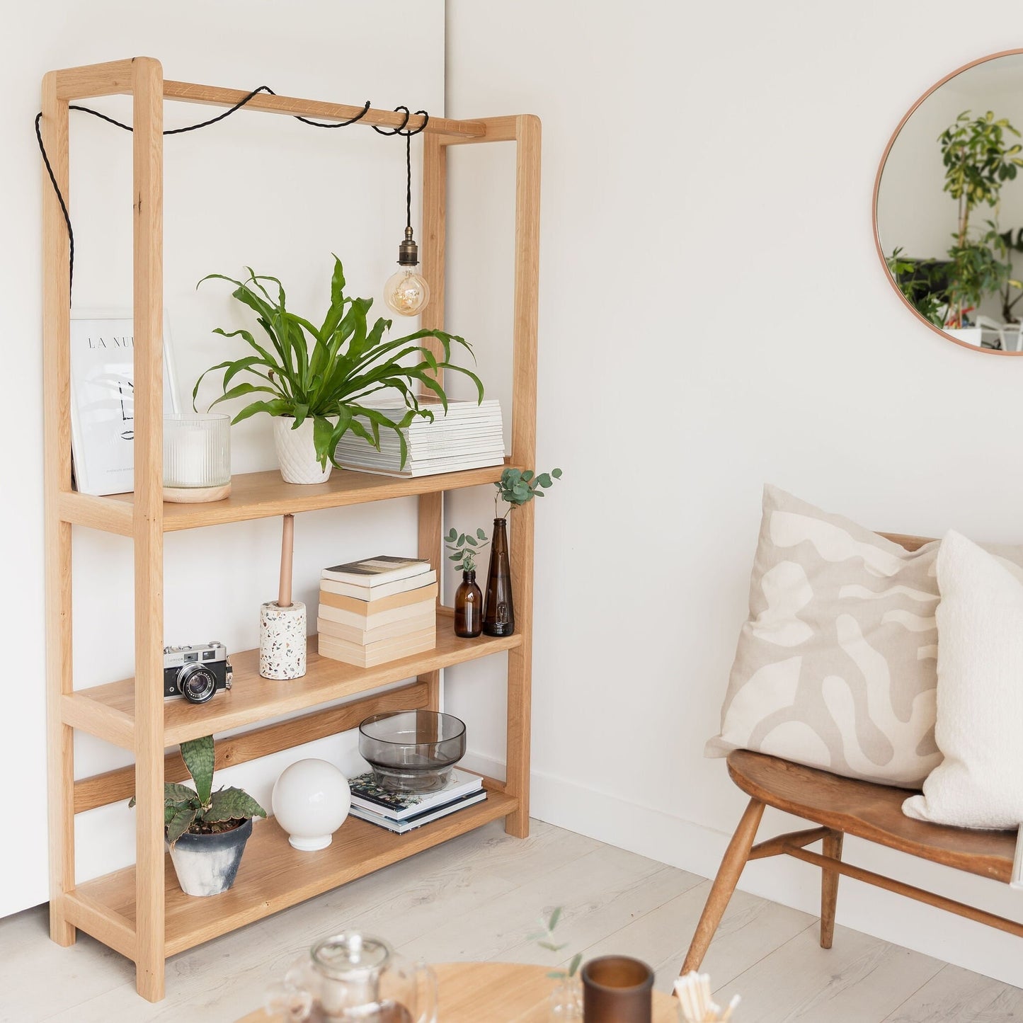 Solid Oak Shelving Unit Bookcase. Bespoke Handcrafted Home, Living and Office Furniture Hand Made In Bristol.