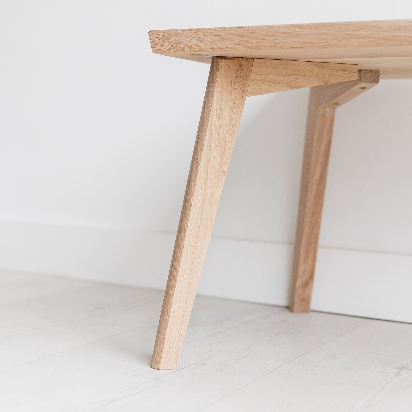 Scandi Oak Coffee Table. Low Solid Modern Hardwood Side Bench. Mid Century Bespoke Hand Made In The UK. Modern Nordic Scandinavian Furniture