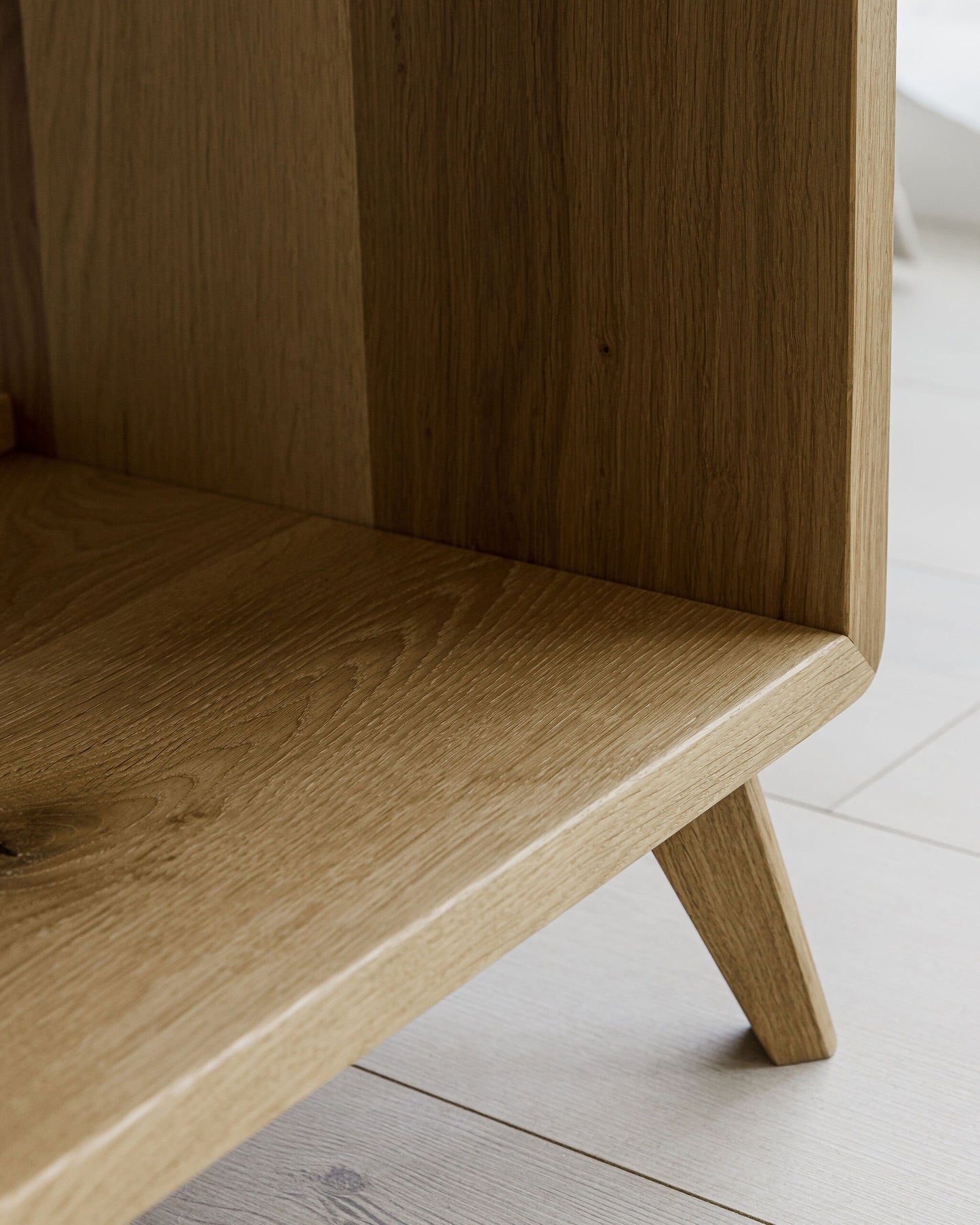 Solid Oak Two Shelf Record Player Stand With Round Profiled Edges