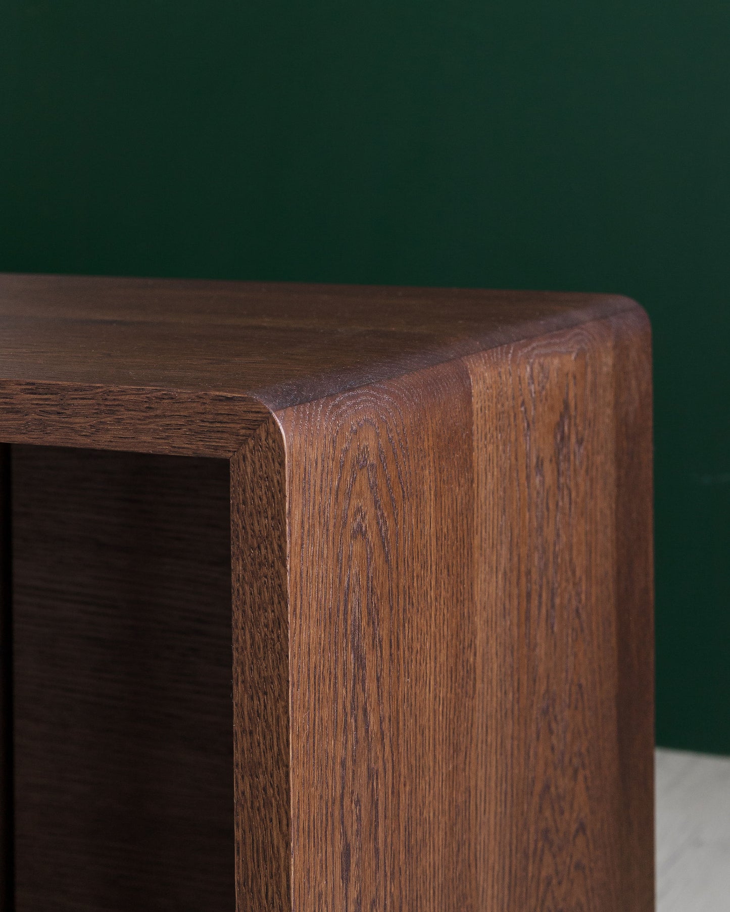 'Claremont' Dark Walnut Stained Solid Oak Record Player Stand With Oak Dividers And Rounded Edges