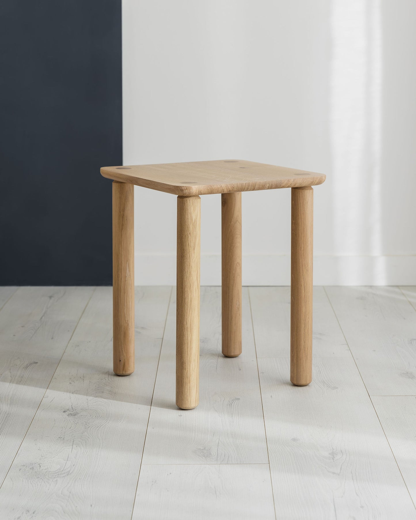 'Wellington' Side Table. Quarter Sawn Pippy Oak With Walnut