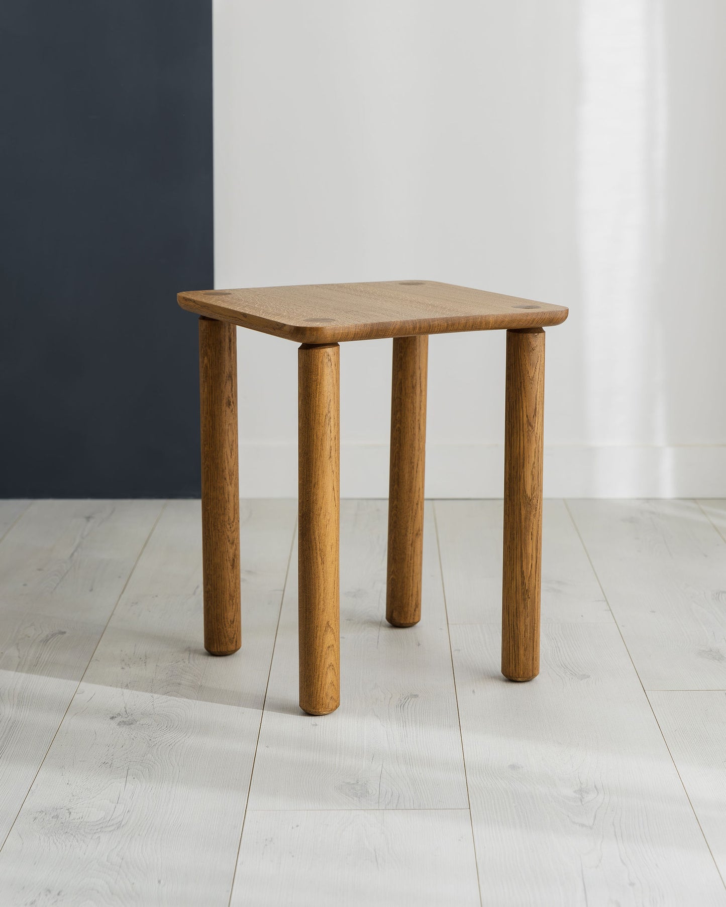 'Wellington' Side Table. Quarter Sawn Pippy Oak With Walnut