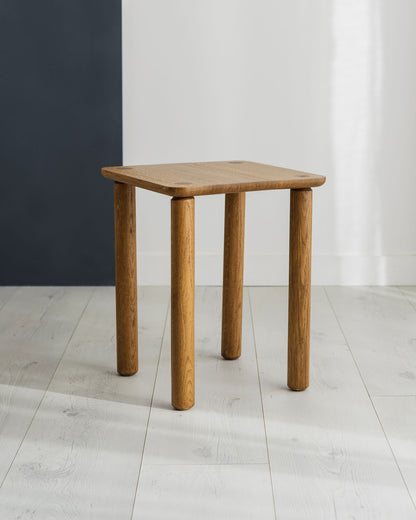 'Wellington' Side Table. Quarter Sawn Pippy Oak With Walnut