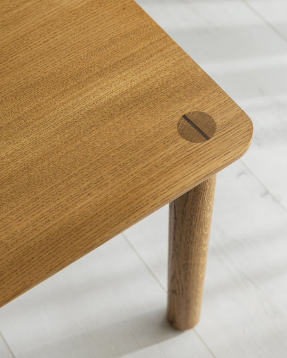 'Wellington' Side Table. Quarter Sawn Pippy Oak With Walnut