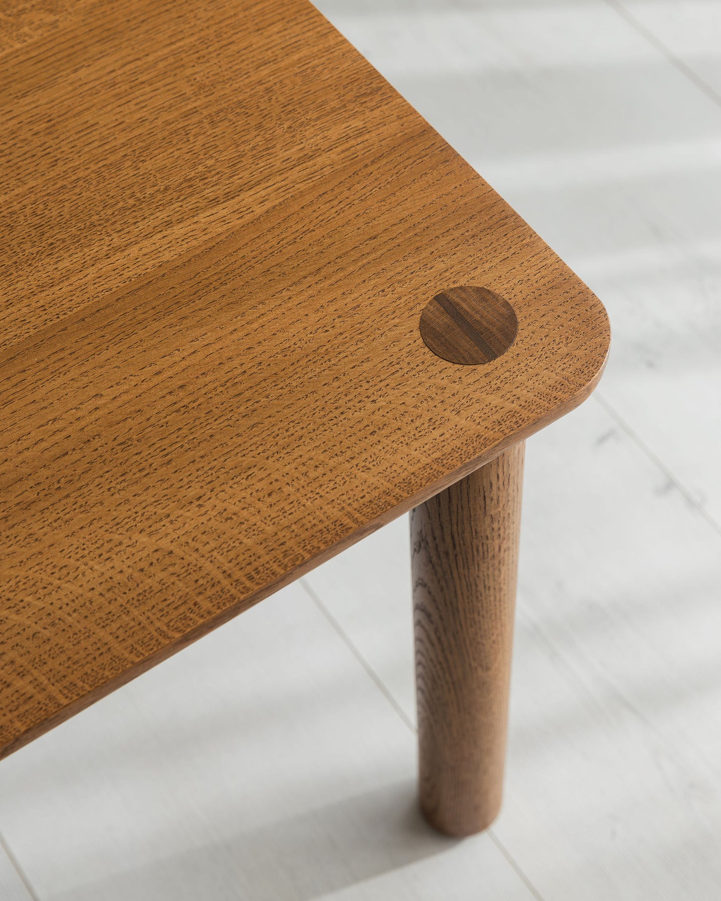 'Wellington' Side Table. Quarter Sawn Pippy Oak With Walnut