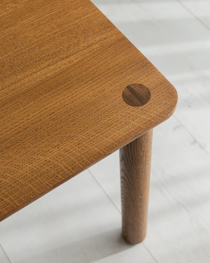 'Wellington' Side Table. Quarter Sawn Pippy Oak With Walnut