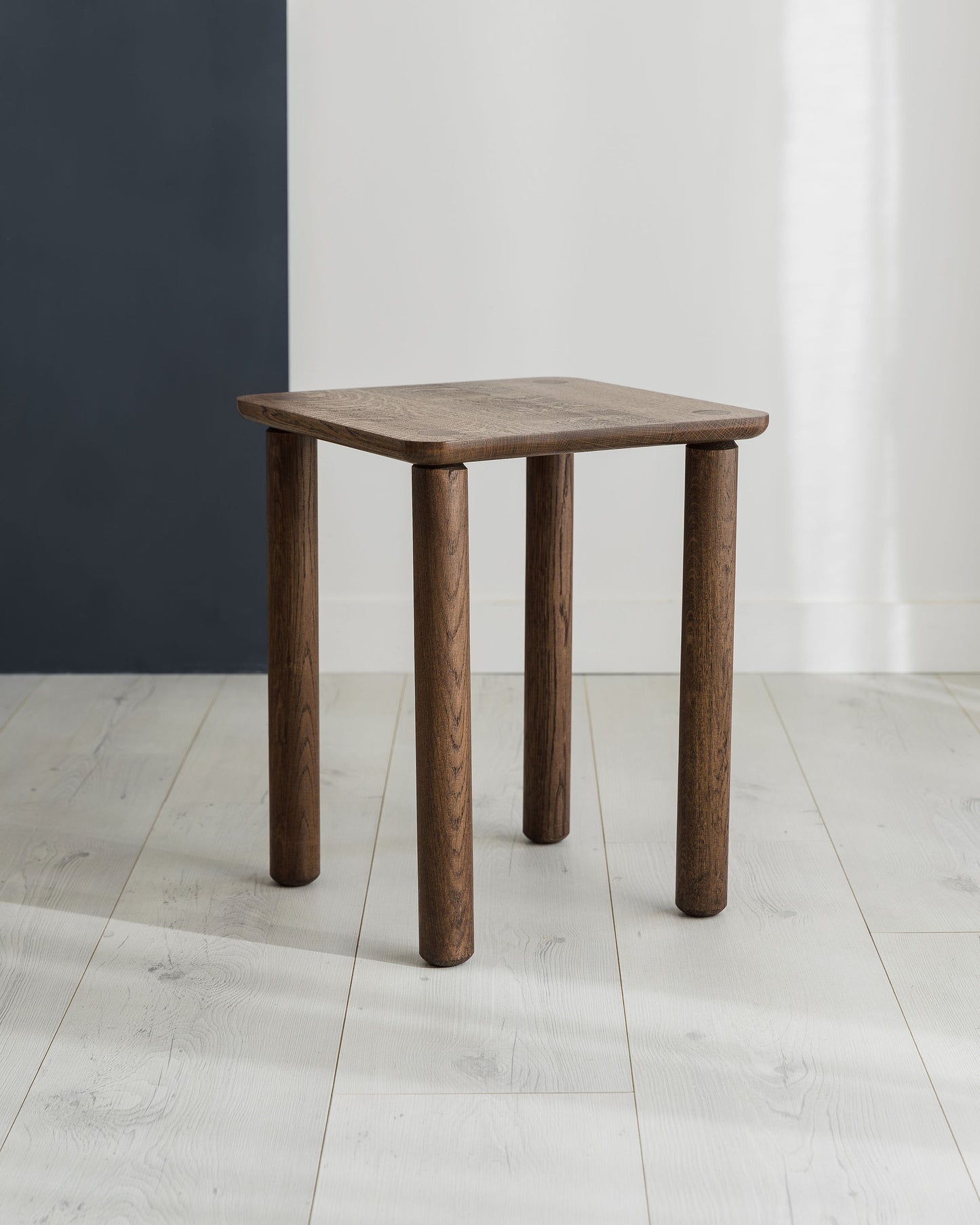 'Wellington' Side Table. Quarter Sawn Pippy Oak With Walnut