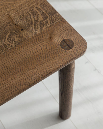 'Wellington' Side Table. Quarter Sawn Pippy Oak With Walnut