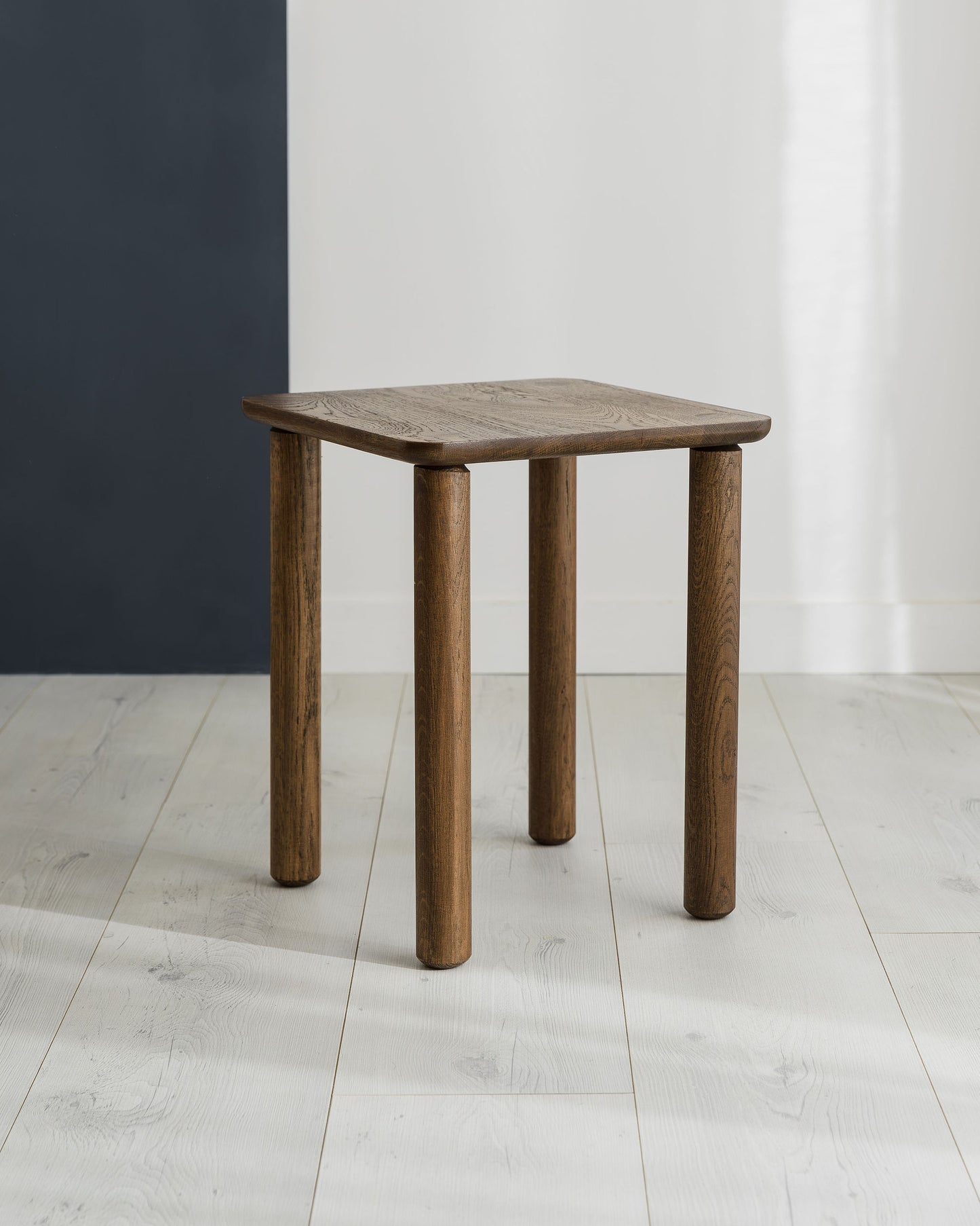 'Wellington' Side Table. Quarter Sawn Pippy Oak With Walnut