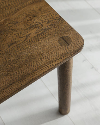 'Wellington' Side Table. Quarter Sawn Pippy Oak With Walnut