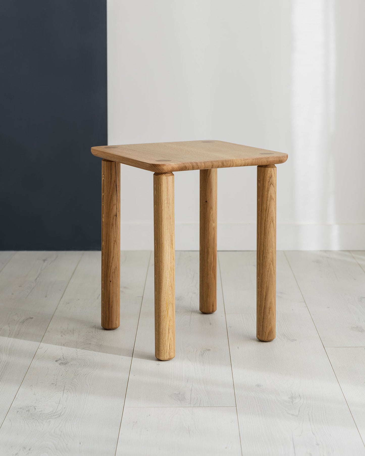 'Wellington' Side Table. Quarter Sawn Pippy Oak With Walnut