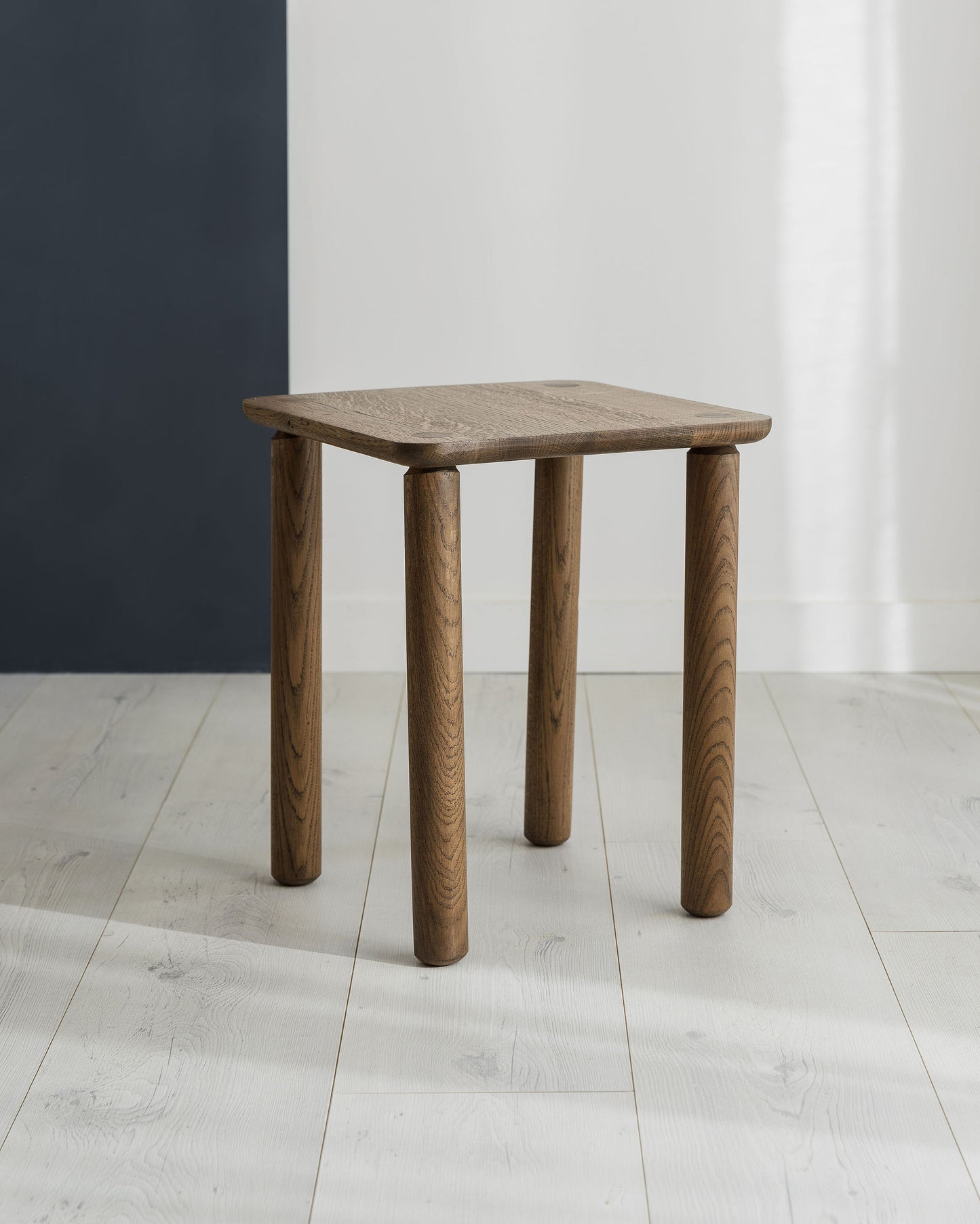 'Wellington' Side Table. Quarter Sawn Pippy Oak With Walnut