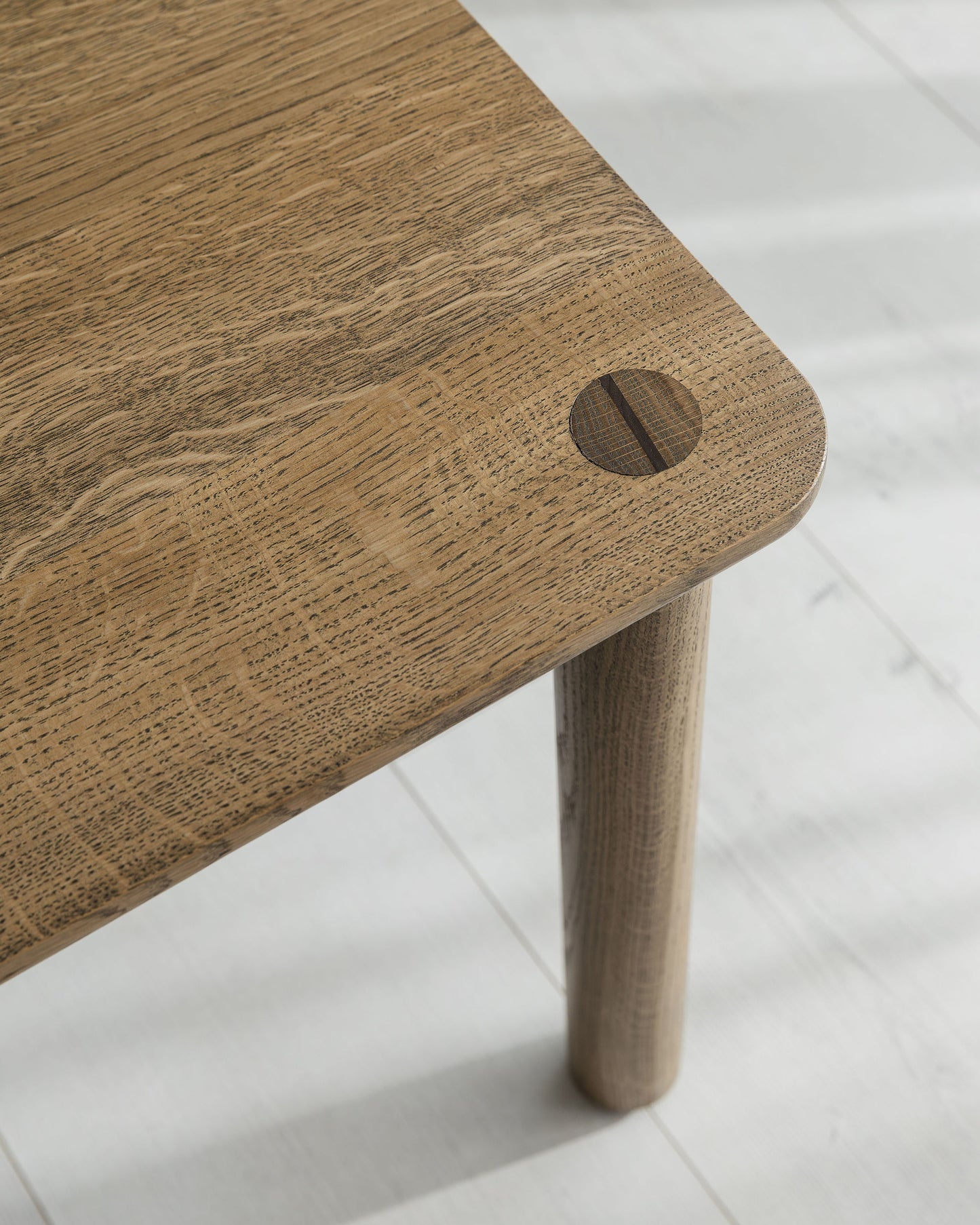 'Wellington' Side Table. Quarter Sawn Pippy Oak With Walnut