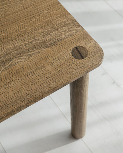 'Wellington' Side Table. Quarter Sawn Pippy Oak With Walnut