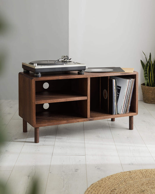 'Claremont MEDIA' Solid Oak Media Unit With Hi-Fi And Vinyl Storage