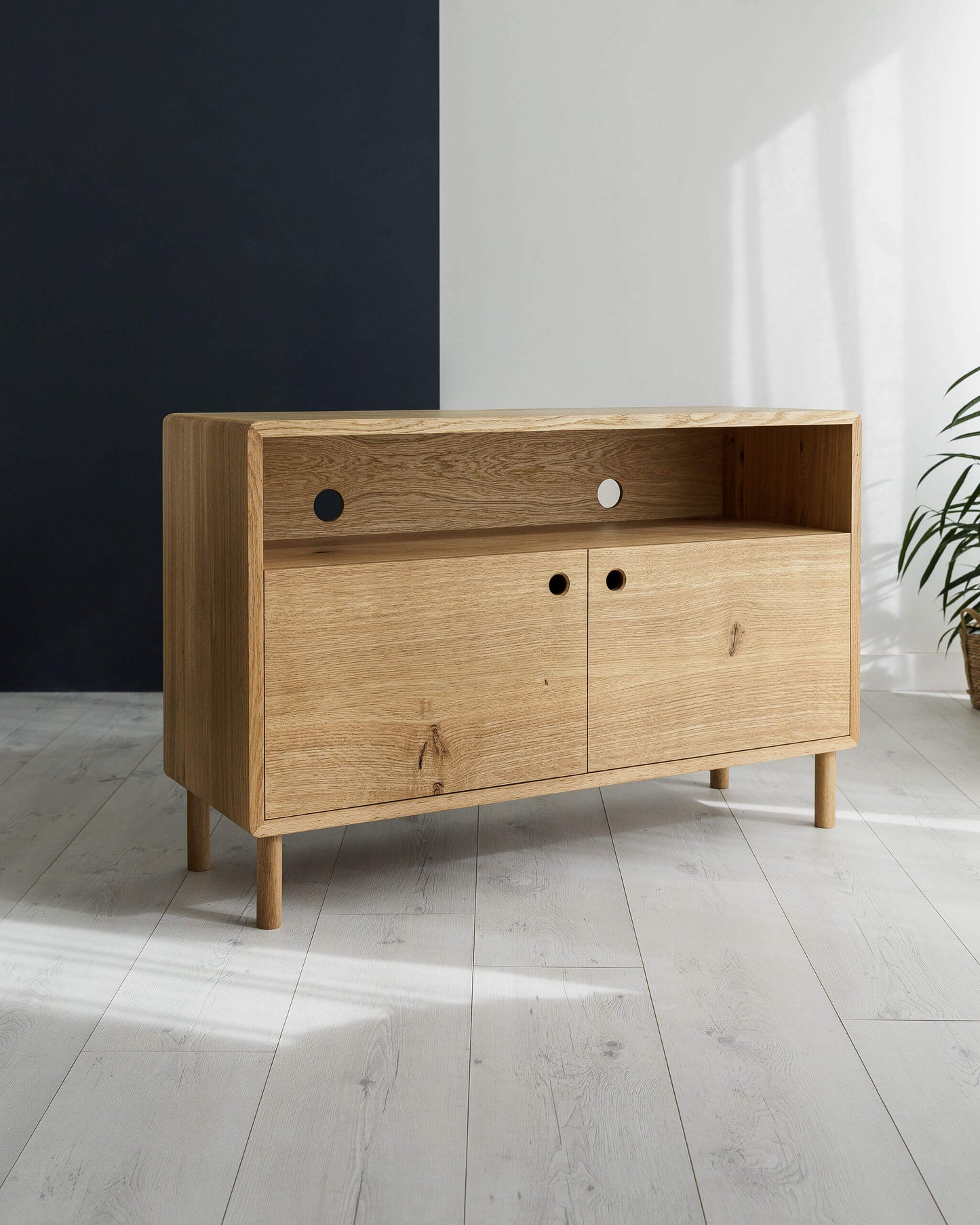 'Claremont CABINET' Solid Oak Record Player Cabinet With Vinyl Storage