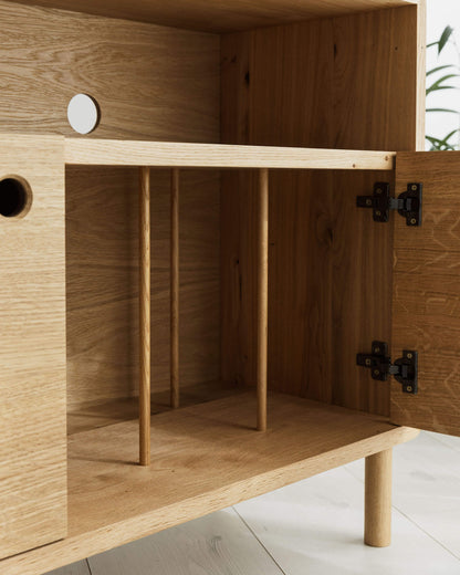 'Claremont CABINET' Solid Oak Record Player Cabinet With Vinyl Storage