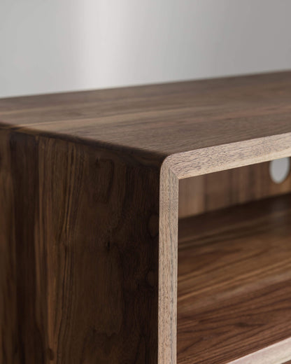 'Ashton' Walnut LP Storage Unit With Hi-Fi Shelf.