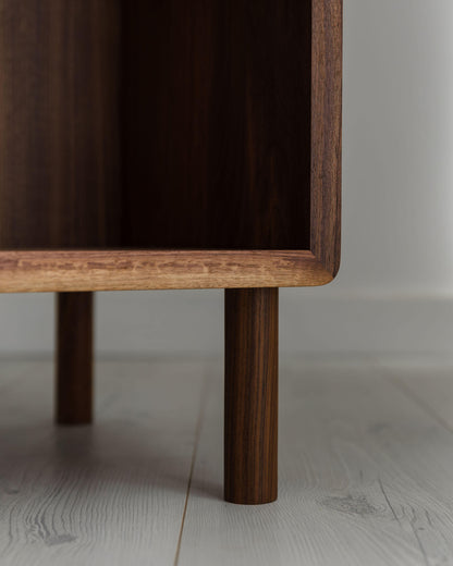 'Ashton' Walnut LP Storage Unit With Hi-Fi Shelf.