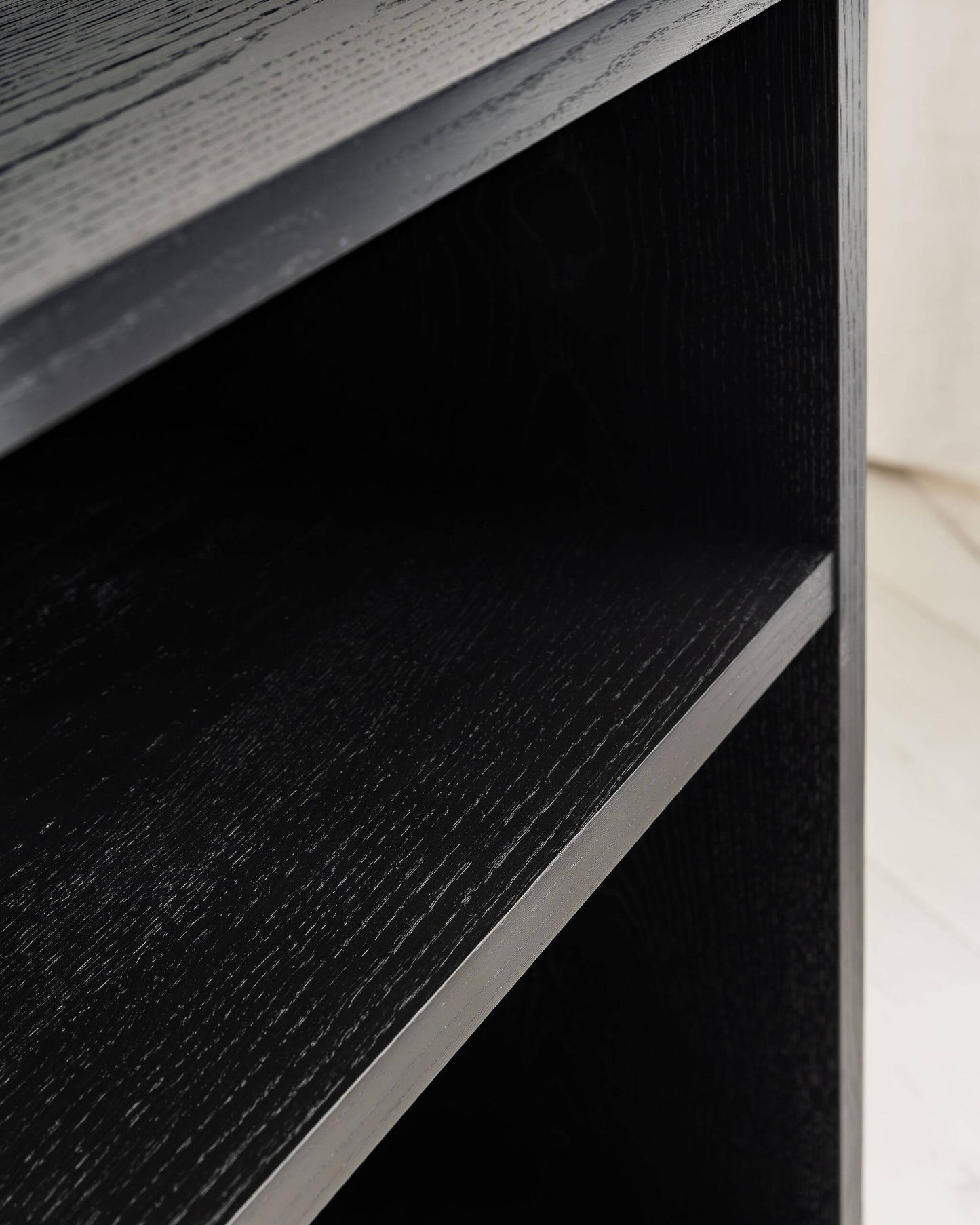 'Claremont SHELF' Solid Oak Record Player Stand With 7" Amp Shelf - BLACK SPECIAL EDITION