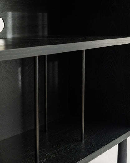 'Claremont SHELF' Solid Oak Record Player Stand With 7" Amp Shelf - BLACK SPECIAL EDITION