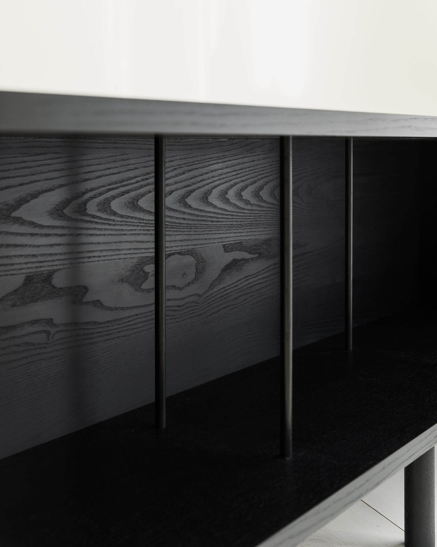 'Claremont' BLACK SPECIAL EDITION Oak Record Player Stand With Vinyl Storage