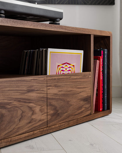 Solid Walnut Record Player Cabinet with Vinyl Drawers – Percival