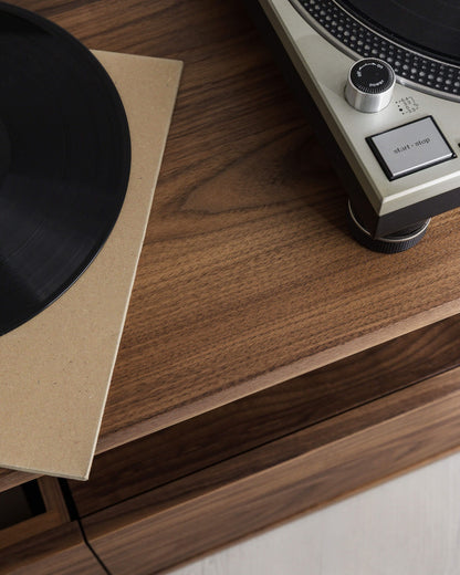 Solid Walnut Record Player Cabinet with Vinyl Drawers – Percival