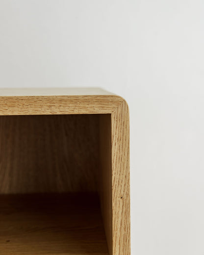 'Claremont SHELF' Solid Oak Record Player Stand With 7" Amp Shelf, Oak Dividers And Rounded Edges