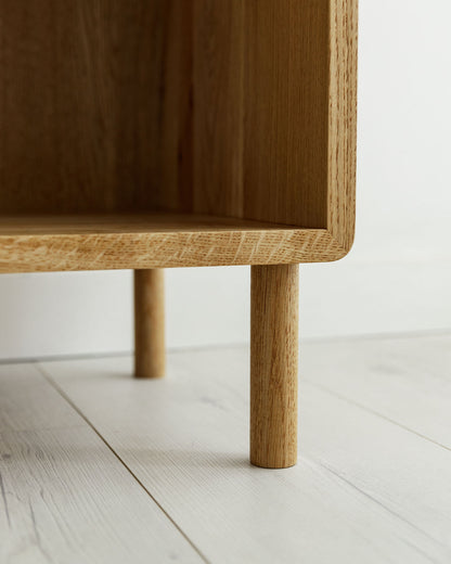 'Claremont SHELF' Solid Oak Record Player Stand With 7" Amp Shelf, Oak Dividers And Rounded Edges