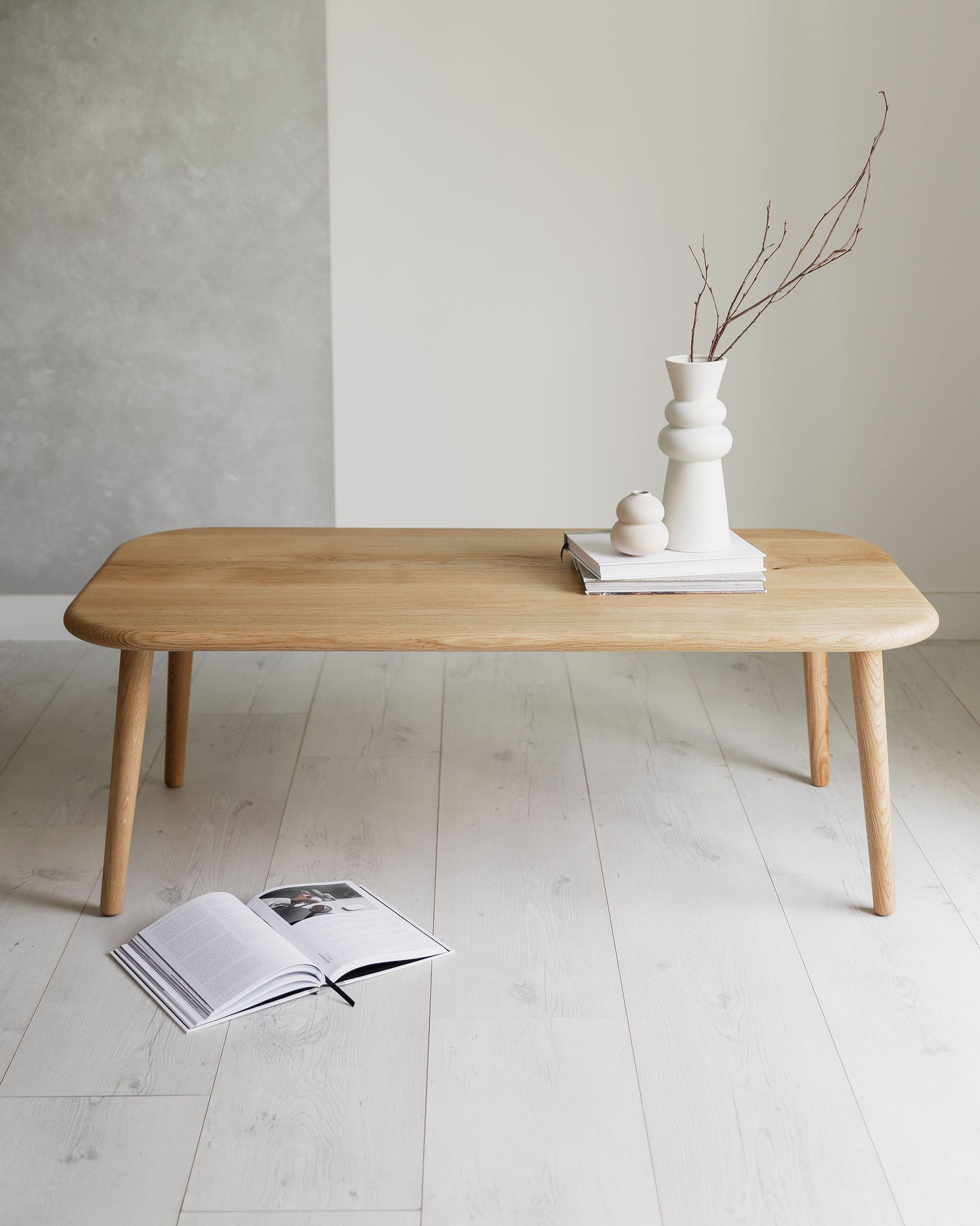 'Bellevue' Solid Oak Coffee Table With Rounded Corners