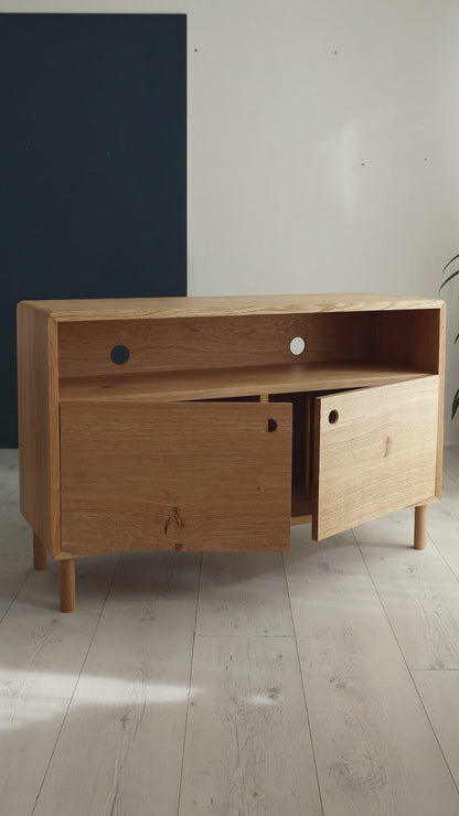 'Claremont CABINET' Solid Oak Record Player Cabinet With Vinyl Storage