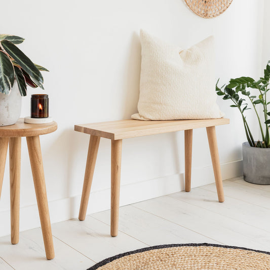 Solid Oak Hardwood Side Table Or Bench Stool. Hand Made To Order In The UK. Modern Nordic Scandinavian Furniture