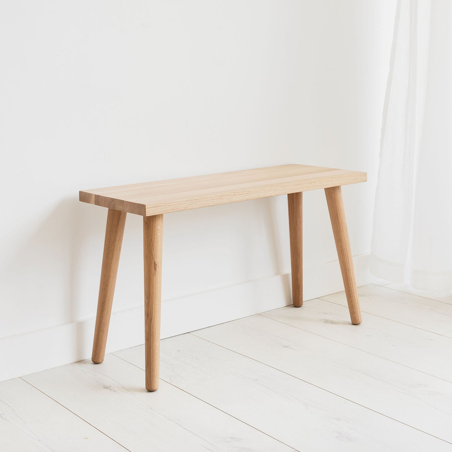 Solid Oak Hardwood Side Table Or Bench Stool. Hand Made To Order In The UK. Modern Nordic Scandinavian Furniture