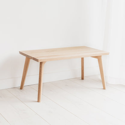 Scandi Oak Coffee Table. Low Solid Modern Hardwood Side Bench. Mid Century Bespoke Hand Made In The UK. Modern Nordic Scandinavian Furniture