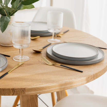 Round Oak Dining Table || CP002 || Solid Hardwood Light Dark Kitchen Meeting Boardroom || Bristol Based Uk Workshop - Bespoke Custom Orders