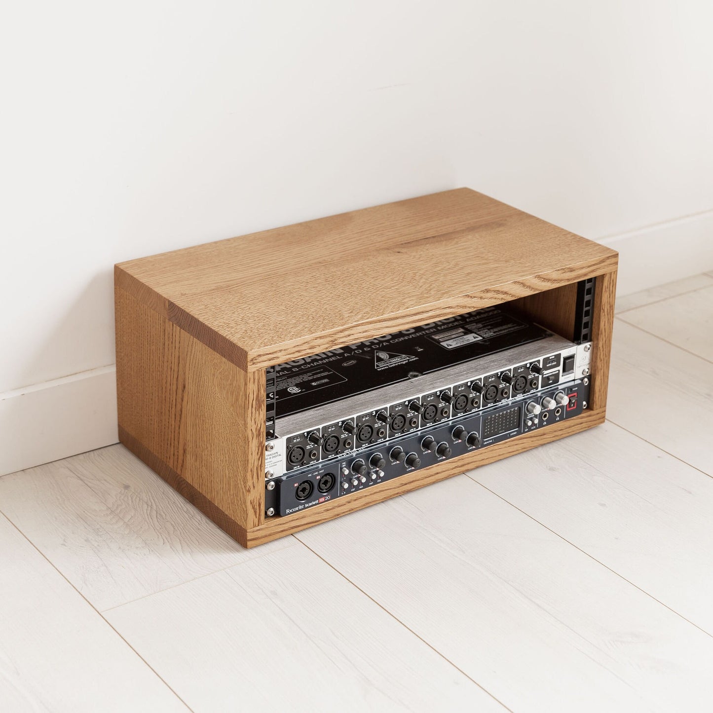 19" Rack Pod Desk Top Case Cabinet. Made From Solid Oak Hardwood Or Birch Plywood